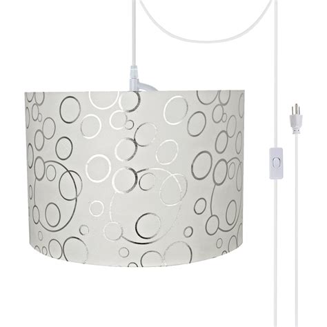 2 Light Swag Plug-in Pendant 16"w Textured Oatmeal with Diffuser, White Cord