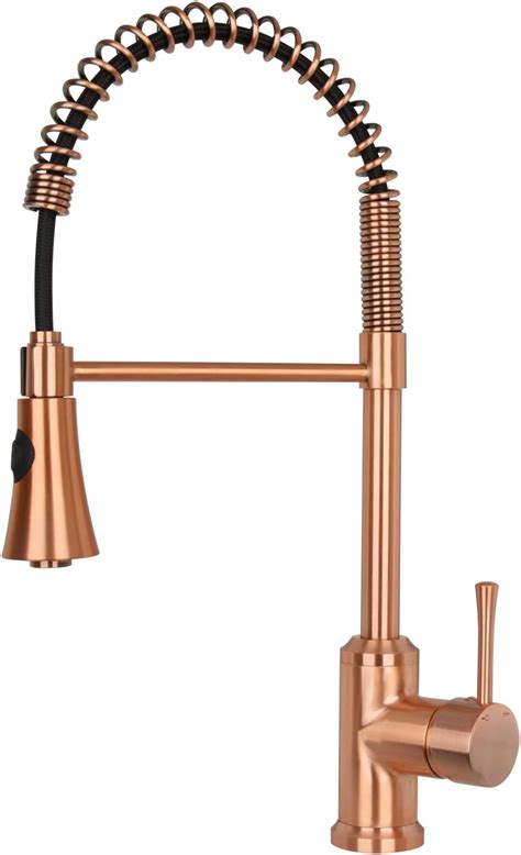 Limited Stock Copper Single Handle Pull-Down Copper Kitchen Faucet with Spring Spout - Akicon
