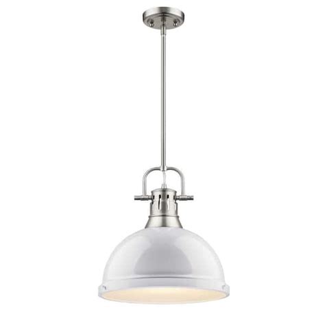 Golden Lighting 3604-L PW-WH Duncan Pendant, Pewter with White Shade