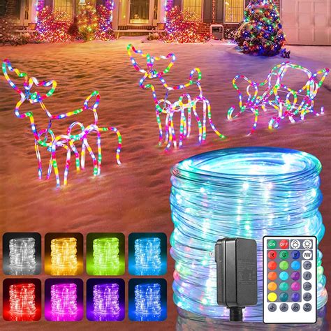 GreenClick RGB Rope Lights Outdoor, 150 LED 17 Colors Rope Lights Connectable with Remote Timer Dimmable Waterproof Twinkle Tube Lights for Wedding Christmas Party Indoor Outdoor Decorations