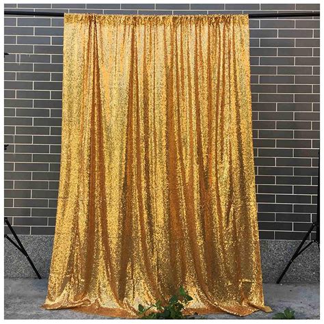 ✓ LQIAO 4FTX10FT Gold Shimmer Sequin Fabric Backdrops Wedding Photo Booth Sequin Curtain Drapes Panels Photography Background Decoration