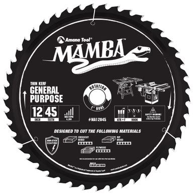 MAMBA - by Amana Tool, Miter 12" x 72T Atb+Ft 1" Bore (MA12072)