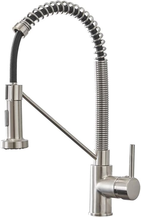 OWOFAN Kitchen Faucets with Pull Down Sprayer Solid Brass Brushed Nickel Industrial Single Handle Faucet for Farmhouse Camper Laundry Utility Rv Wet Bar Sinks