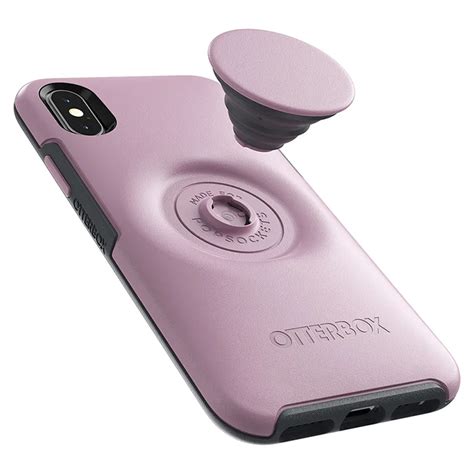 Otter + Pop for iPhone X and XS: OtterBox Symmetry Series Case with PopSockets Phone Grip and Phone Stand, PopGrip, Collapsible, Swappable Top, White Marble and Sparkle Black