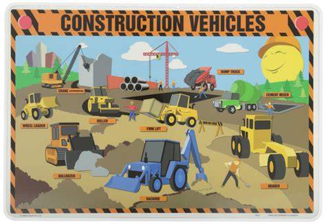 Hottest Sale Painless Learning Construction Vehicles Placemat