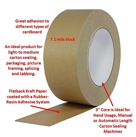 ProTapes Pro 183 Rubber Paper Carton Sealing Tape, 7.1 mils Thick, 55 yds Length x 2" Width, For Light-to-Medium Packaging, Light Brown (Pack of 24)