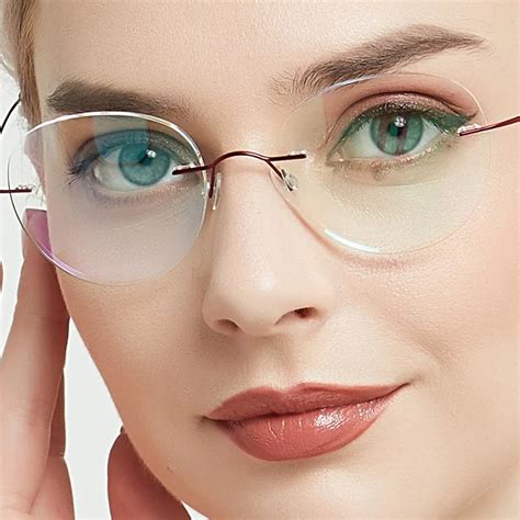 Featured Product Rimless Anti Blue Ray Titanium Round Computer Glasses Women Men Eyeglass(Silver) without Strength