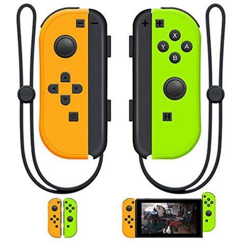 SINGLAND Joy-Con Controller Replacement for Nintendo-Switch/Switch Lite/OLED - Left&Right Wireless Remote Controllers with Wrist Strap Support Wake-up Function(Green and Yellow)
