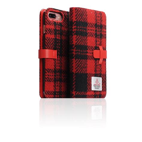 SLG D5 Special Edition X Harris Tweed Diary Case for iPhone 10 (Black/Red, iPhone X/XS)