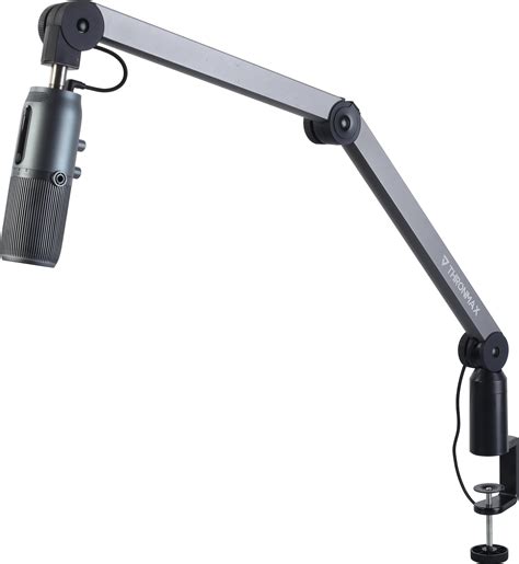 THRONMAX Caster Adjustable Microphone Boom Arm Stand, Made of Aluminium For Broadcasting Studio, youtubers, and TV Stations (Built in 11.5 Feet XLR Microphone cable)