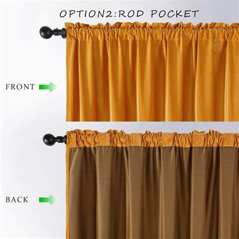 Up To 40% OFF Topfinel Room Darkening Velvet Curtains 96 Inches Long Rod Pocket Back Tab Drapes for Bedroom Living Room, 2 Panels, Mustard Yellow