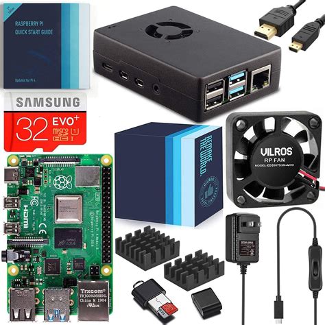 Best Quality 🔥 Vilros Raspberry Pi 4 4GB Basic Kit with Black Fan Cooled Case
