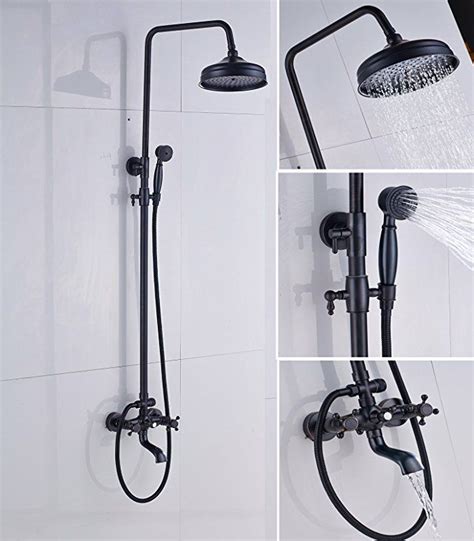 One-Day Sale: Up to 70% Off Votamuta Wall Mount Oil Rubbed Bronze Bathroom 8-Inch Rain Shower Head Dual Cross Handles Shower Tap with Hand Sprayer,2 Way Diverter Mixer Valve
